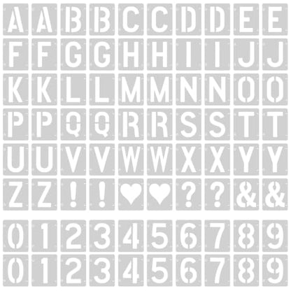 Alphabet Symbol Stencils Set, 80 Pcs Reusable Painting Stencils with Interlocking Letters, Suitable for Wall Art, Rock Painting, Fabric DIY, Party Banner and Custom Sign Making - size: 2IN