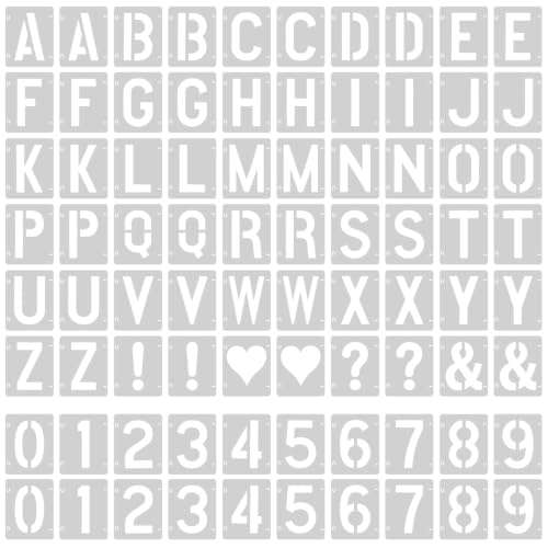 Alphabet Symbol Stencils Set, 80 Pcs Reusable Painting Stencils with Interlocking Letters, Suitable for Wall Art, Rock Painting, Fabric DIY, Party Banner and Custom Sign Making - size: 2IN