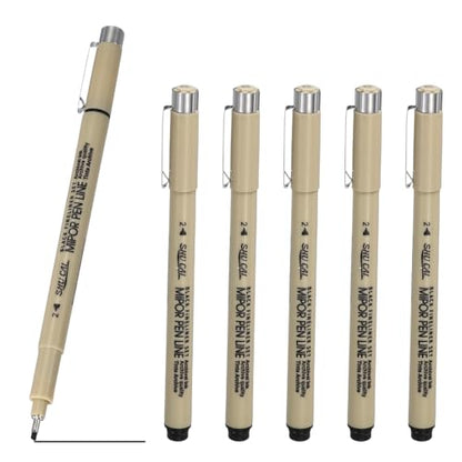 PATIKIL Fineliner Pens, 6 Pcs 2 2mm Fineliner Marker Black Waterproof Ink Archival Drawing Pens Art Supplies Set for Sketching Journaling Scrapbooking Artist Illustration - size: 2 2mm