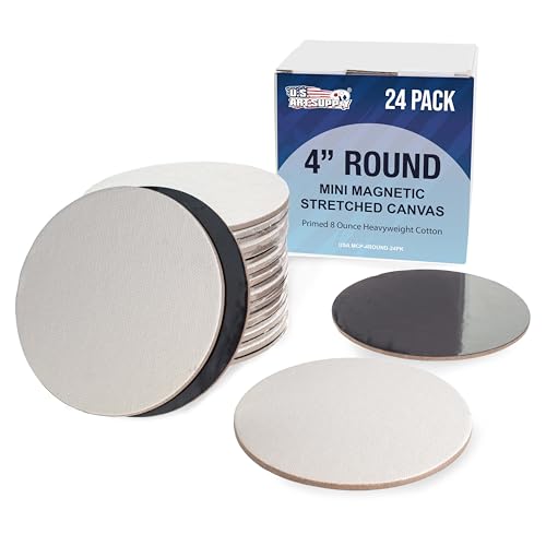 U.S. Art Supply Mini Magnetic Canvas Panels, 24 Pack, 4 Inch Round - size: 4"