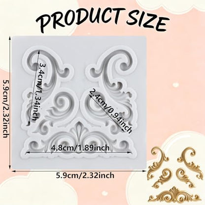 Baroque Emboss Border Polymer Clay Mold Relief Lace Silicone Molds | 3D Filigree Sculpted Mold DIY Craft Epoxy Resin Casting Polymer Clay Tools Crafts Air Dry Jewelry Making - color: Style C