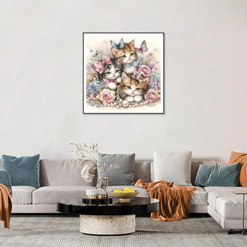 hill froeistung 5D Colorful Cat Diamond Art Painting Kits for Adults | Butterfly,Flower Diamond Art for Beginners, DIY Full Drill Animals Diamond Art Painting(12X12 inch) - color: HF-A054
