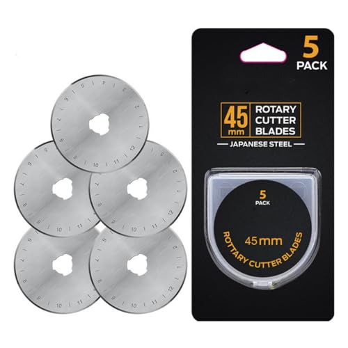 5pack Rotary Cutter Blades 45mm/1.77inch, Perforating Rotary Replacement Blades in Box Circle Edge Rotary Knife Quilting Supplies for Fabric Leather Arts Crafts Scrapbooking Sewing Cutting Paper - color: round edge - 5pack