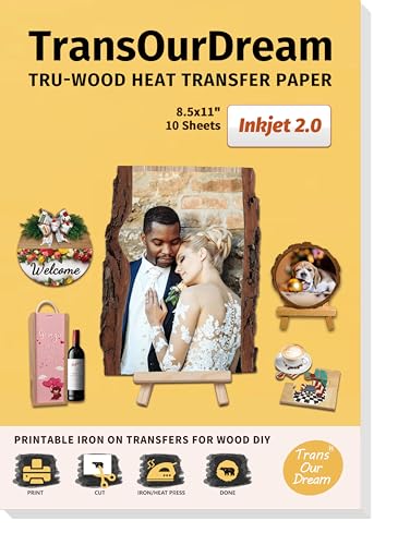 TransOurDream Heat Transfer Paper for Wood (10 Sheets, 8.5x11") Printable Iron on Transfer Paper for Inkjet Printer (Inkjet 2.0) - color: Wood, size: 10 Sheets