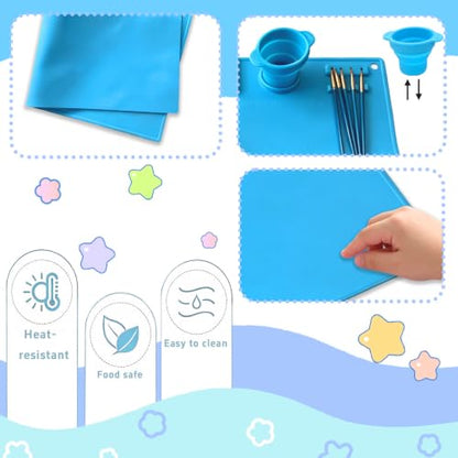 Art Station Set Brush Cleaner and Silicone Craftie Paint Mats - color: Blue