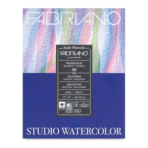 Fabriano Studio Watercolor Pad, Cold-Press, 11" x 14", 140 lb., 50 Sheets - color: White - 50 Sheets, size: 11 x 14, style: Cold Press