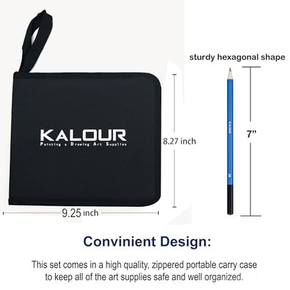 KALOUR 33 Pro Drawing Kit Sketching Pencils Set,Portable Zippered Travel Case-Charcoal Pencils, Sketch Pencils, Charcoal Stick,Sharpener,Eraser.Art Supplies for Artists Beginner Adults Teens