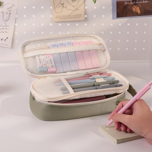 SKYDUE Aesthetic School Supplies Kit, 38 PCS Stationery Set with Large Pencil Case, Pens, Mechanical Pencil Set, Highlighters, Sticky Notes & Refills for Students, College & Back to School - color: Green