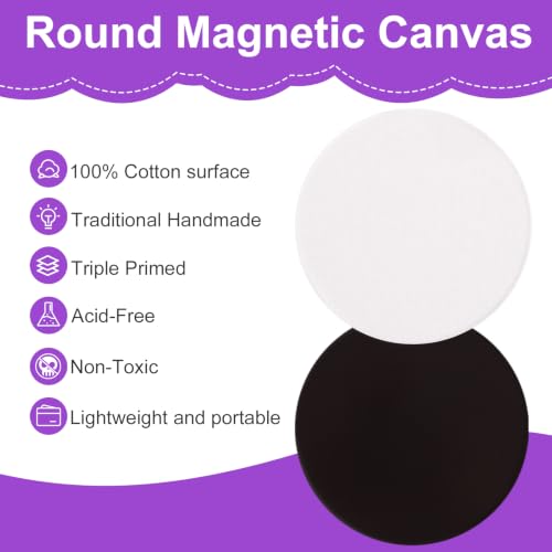 ESRICH 24Pack 3x3IN Round Mini Canvas Magnets, Small Magnetic Paint Canvas - size: 3x3in(24 Pack)