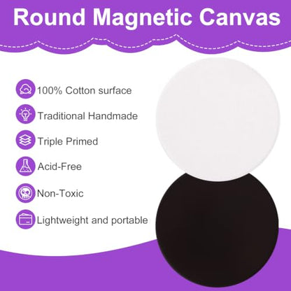 ESRICH 24Pack 3x3IN Round Mini Canvas Magnets, Small Magnetic Paint Canvas - size: 3x3in(24 Pack)