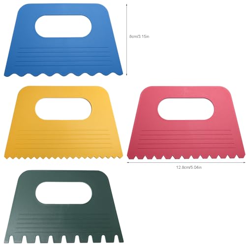 7PCS Plastic Thickened Scraper 5.04x3.15in Oil Painting Palette Knife Pigment Scraper Four Color Plastic Thickened Scraper Colored Pigment Scraper Set Artistic Palette Knife Tool