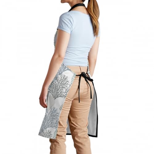 Giwawa Unisex Adult Apron Waterproof Stain Resistant Kitchen Cooking Apron with 2 Pockets for BBQ Grill Painting - color: Coastal