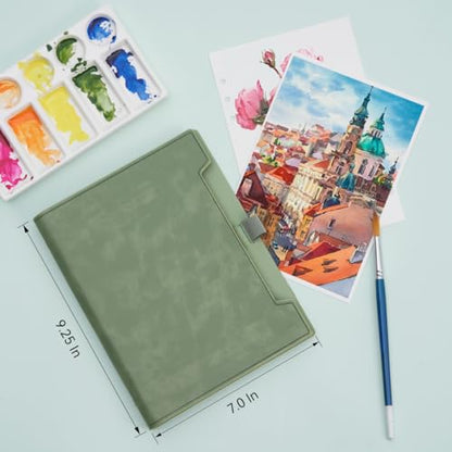 Lightwish Watercolor Sketchbook,100% Cotton 300gsm/140lb Hot Press - color: Hard Shell Green