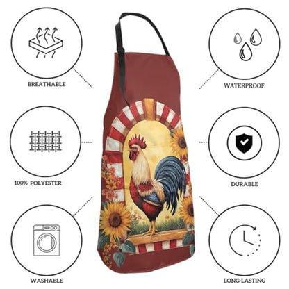 Giwawa Unisex Adult Apron Waterproof Stain Resistant Kitchen Cooking Apron with 2 Pockets for BBQ Grill Painting - color: Chicken