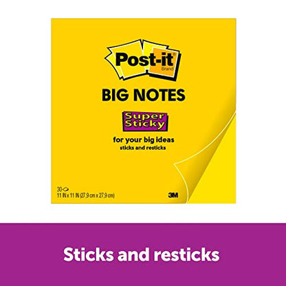 Post-it Super Sticky Notes, 3x3 in, 6 Pads, 2X The Sticking Power, Energy Boost Collection, Bright Colors (Orange, Pink, Blue, Green,Yellow),Recyclable (654-6SSAU) & Super Sticky Big Notes