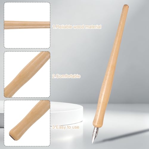 Comic Dip Pen Set, Includes 12 Stainless Steel Replacement Nibs & 2 Wooden Holders Dip Pen Nibs with 4 Styles for Drawing Writing Calligraphy Sketching Signing Painting - style: Style 2