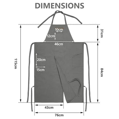Full Coverage Pottery Apron Split Leg - 100% Cotton Canvas Potter's & Ceramics Aprons with Pockets for Women & Men - color: Grey