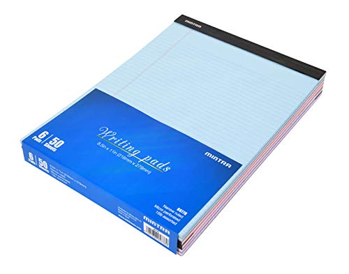 Mintra Office Colorful Legal Pads - Includes 2 Blue, 2 Pink, and, 2 Green Writing Pads, Micro Perforated Lined Sheets, Ideal for Professional & Personal Use, 8.5"x11" Narrow Ruled, 6 pack Basic Pastel - color: Pastel v1, size: Narrow