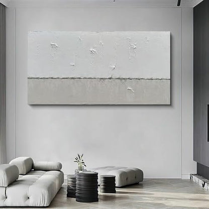 NANKAI Art Hand-painted Grey White Minimalist Oil Painting 30x60 inches - color: NKHB002