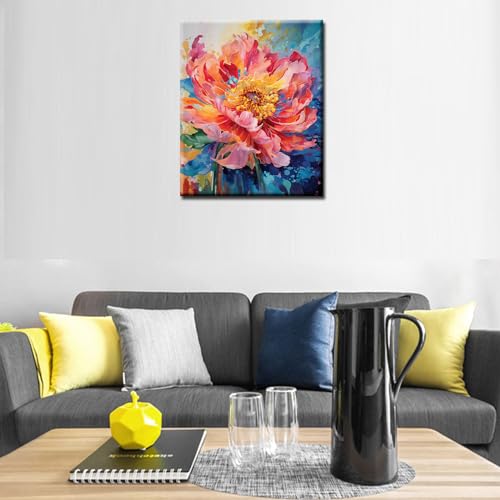 Peony Paint by Numbers Kit for Adults & Kids, Oil Painting DIY Craft, Blooming Flower Wall Art, Abstract Graffiti, Home Decor Gift - color: Plant-07, size: 16''x20''(DIY Frame)