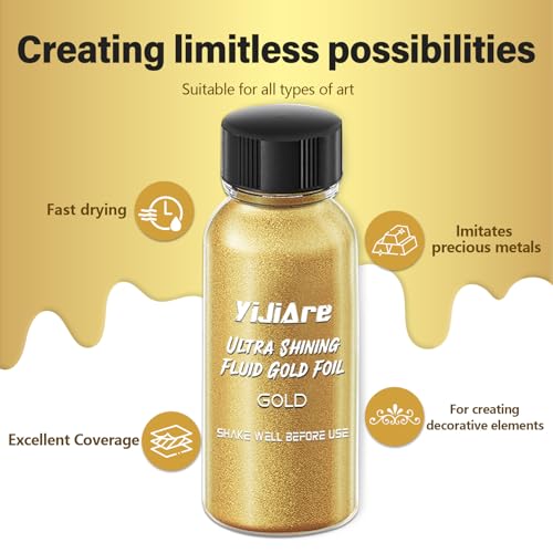 Liquid Leaf Paint - Alcohol-Based Metallic Paint, Quick-Drying for Crafts, DIY, and Resin Projects,Can be used with spray guns - Gold 1 Fl Oz - color: Gold, size: 1 Fl Oz (Pack of 1)