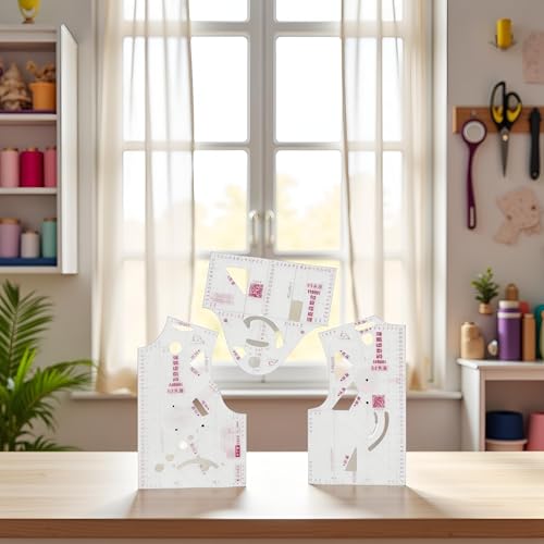 3 Piece Clear Set Doll Clothes Ruler Tailor Garment Cloth Sewing Tool Design French Curve Drafting Template 1:5 Fashion Tools Measure for Dressmaking Pattern Design Tape Measures and Rulers