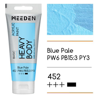 MEEDEN Acrylic Paint Blue Pale: 100ml/3.38oz x 2 with Titanium White - color: Blue Pale, size: 2 Tubes