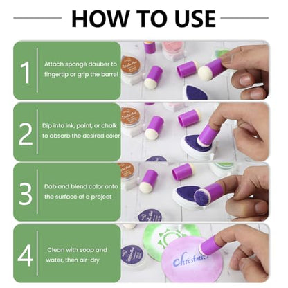 36 Pieces Sponge Daubers W/Storage Case - Handy Finger Daubers for Applying and Spreading Ink, Paint, Glue & More - Providing Excellent Detail Control and Precision - color: Purple