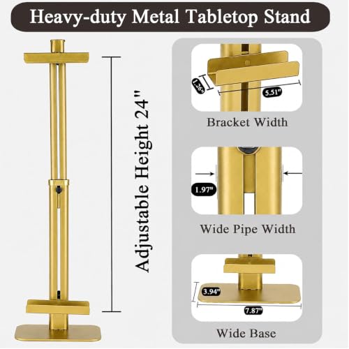 24''Adjustable Metal Tabletop Easel, Picture Frame Stand - color: Gold
