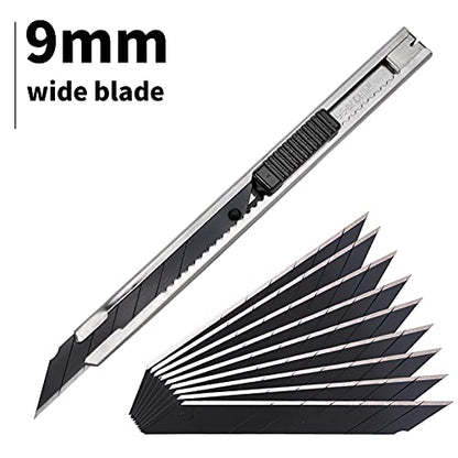 Gomake 9mm Utility Knife Replacement Blades,30 Degree Snap Off Carbon Steel Blades for Retractable Cutting Knives, Hobby, Craft Knife, Box Cutter 100PCS-Black