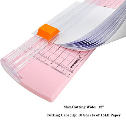 Rayson Paper Cutter Trimmer, A4 Size, 12" Craft Cutter, Light Pink - color: Pink