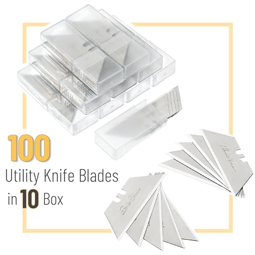Bates Utility Knife Blades - 100 Pack Replacement Blades for Box Cutters and Razors - color: Silver in Boxes, size: 100 Pack