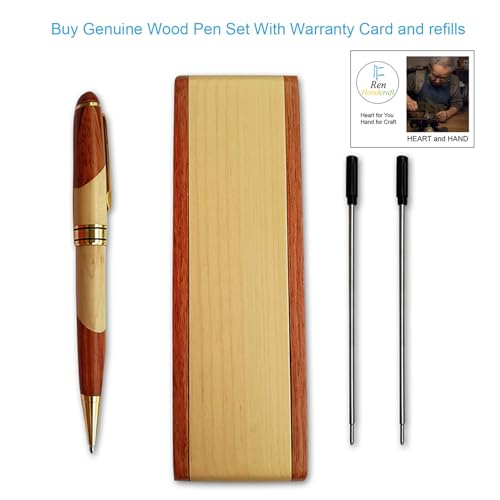Luxury Wood Ballpoint Pen Set & Fancy Pen Box for Men Gift Desk Nice Pens - color: Ballpoint pen