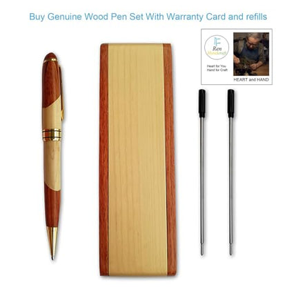 Luxury Wood Ballpoint Pen Set & Fancy Pen Box for Men Gift Desk Nice Pens - color: Ballpoint pen