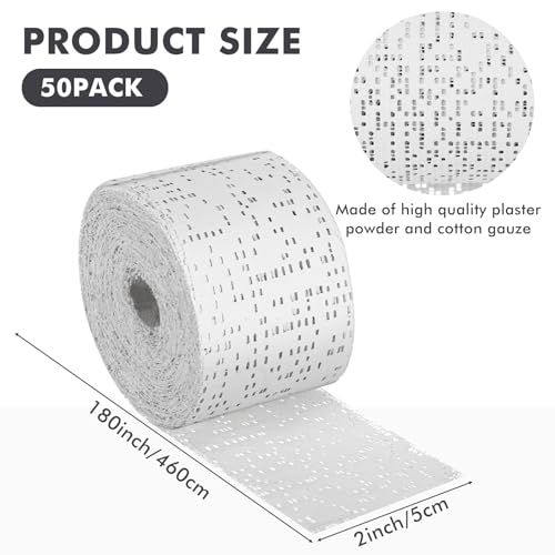 Preboun 50 Pack Plaster Cloth Gauze Bulk for Craft Art, 2 Inch x 180 Inch | Ideal Paper Mache Belly Casting Mask Making, Plaster Strips School Classroom Back to School Art Projects - size: 2 Inch X 180 Inch