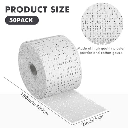 Preboun 50 Pack Plaster Cloth Gauze Bulk for Craft Art, 2 Inch x 180 Inch | Ideal Paper Mache Belly Casting Mask Making, Plaster Strips School Classroom Back to School Art Projects - size: 2 Inch X 180 Inch