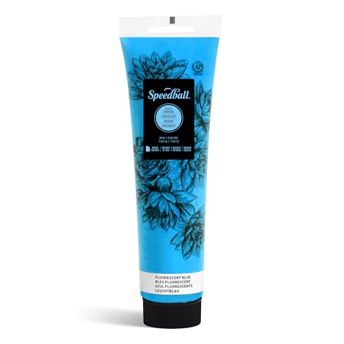 Speedball Water-Soluble Block Printing Ink, 5-Ounce Tube, Fluorescent Blue - color: Fluorescent Blue
