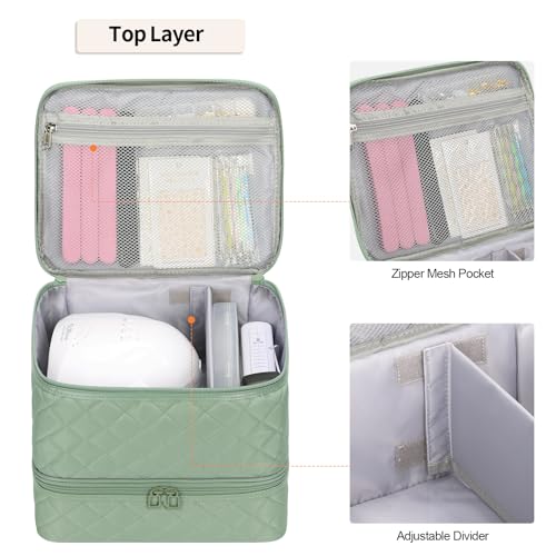 Nail Polish Organizer Bag Holds 30+ Bottles (15ml/0.5 fl.oz) &UV Nail Lamp - color: 02-Green, size: 30 Bottles