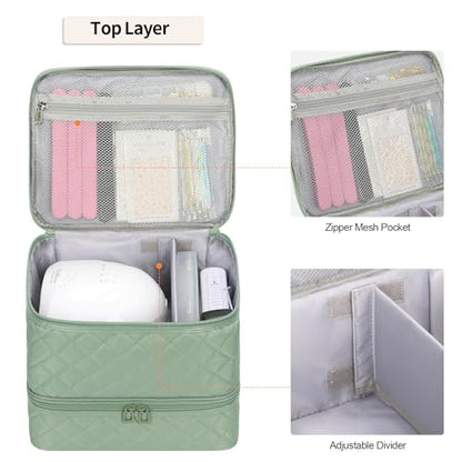 Nail Polish Organizer Bag Holds 30+ Bottles (15ml/0.5 fl.oz) &UV Nail Lamp - color: 02-Green, size: 30 Bottles