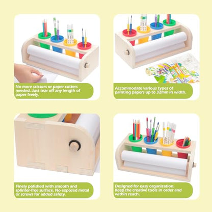 Tabletop Paper Roll Dispenser, Kids Art Easel Desktop Premium Set(Purple) - color: Blue