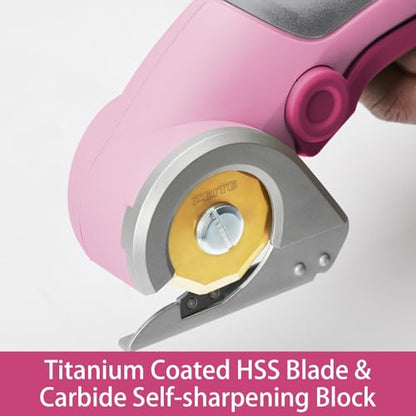 ZEITE Cordless Cardboard Box Cutter with Titanium Coated HSS Blades (Pink) - color: Pink