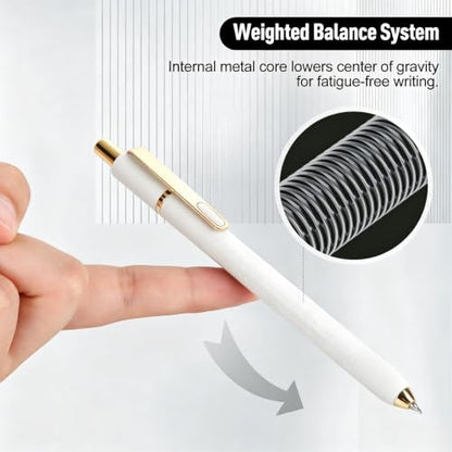 6Pcs Gel Pens-0.5mm Fine Point Black Ink with 3 Extra Refills, Soft Comfortable Grip,Smooth Fluent Writing,Retractable Design for Men Journal,Business Office and Nurse Note Taking (White) - color: White
