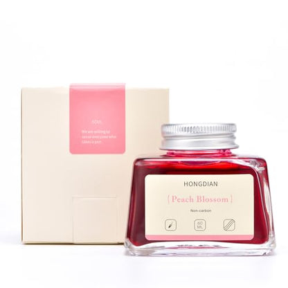 Hongdian Fountain Pen Bottled Ink Peach Blossom Color, 60ml Non Carbon Inkwell Bottle, Artist Calligraphy Ink - color: Peach Blossom