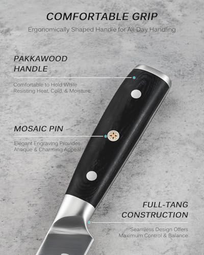 KYOKU 3pc Kitchen Knife Set - Japanese Steel Boning Slicing Butcher Set | 56-58 Hrc German 1.4116 Steel Full Tang Blades, Pakkawood Handles, Meat Fruit Vegetable Dicing Carving Set With Sheaths - style: Boning Slicing Scimitar 3pcs