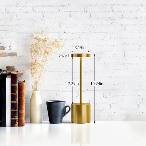 TBBGA LED Cordless Table Lamps, 5000mAh Rechargeable Table Light | Portable Outdoor Table Lamp, 3 Color Stepless Dimming Battery Powered Lamp for Dinner/Patio/Restaurant/Bedroom (Gold) - color: Gold1