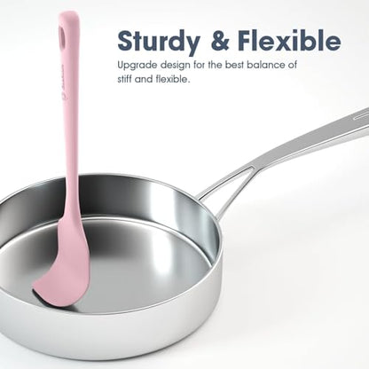 ChefAide 5 Pieces Silicone Spatula Set, Food Grade Rubber Spatula, Upgrade Strong Handle with Ergonomic Grip, Heat Resistant Up to 600°F for Nonstick Cookware, Cooking - color: Pink, size: 5 pieces