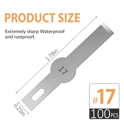 Headley Tools #17 Hobby Knife Blades(Pack of 100),Art Blades Cutting Tool with Storage Case for Craft, Hobby, Scrapbooking, Stencil - size: #17-100pcs