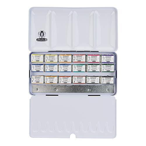 Schmincke Horadam Aquarell 18 x 1/1 pans, 74318097 | watercolor metal box, space for 6 x 1/1 or 12 x 1/2 pans - style: 18 x 1/1 pans