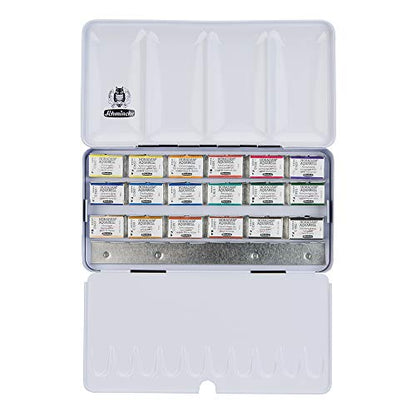Schmincke Horadam Aquarell 18 x 1/1 pans, 74318097 | watercolor metal box, space for 6 x 1/1 or 12 x 1/2 pans - style: 18 x 1/1 pans