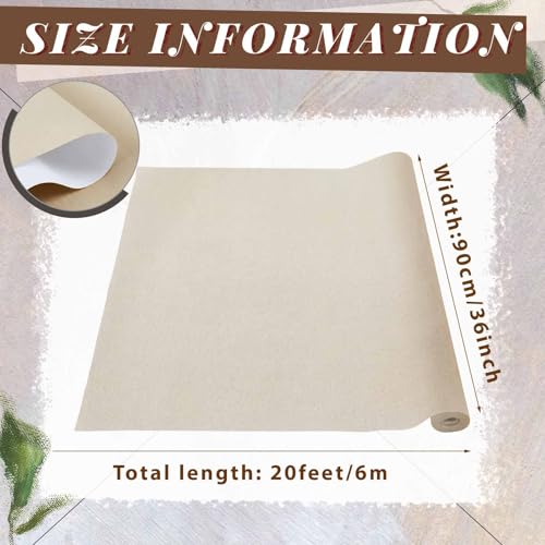 Kinlop 36 Inch x 20 Feet Double Primed Cotton Canvas Large Linen Beige Canvas Roll for Oil and Acrylic Painting - color: Linen Beige, size: 36 Inch X 20 Feet